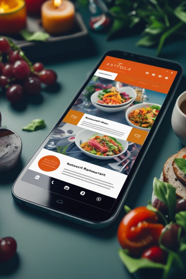 Galerie-Seite einer Restaurant-Website mit Bildern von Gerichten und Restaurant-Atmosphäre