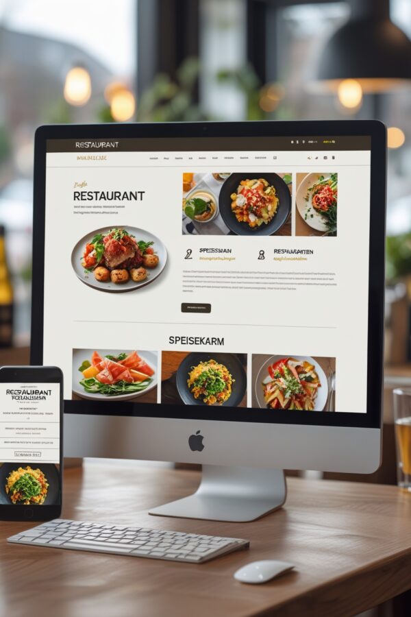 Speisekartenanzeige auf One-Pager Restaurant-Website