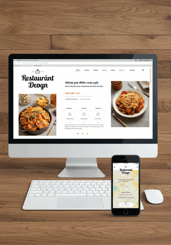 Restaurant One-Pager Website auf einem Smartphone – mobile Ansicht mit Google Map